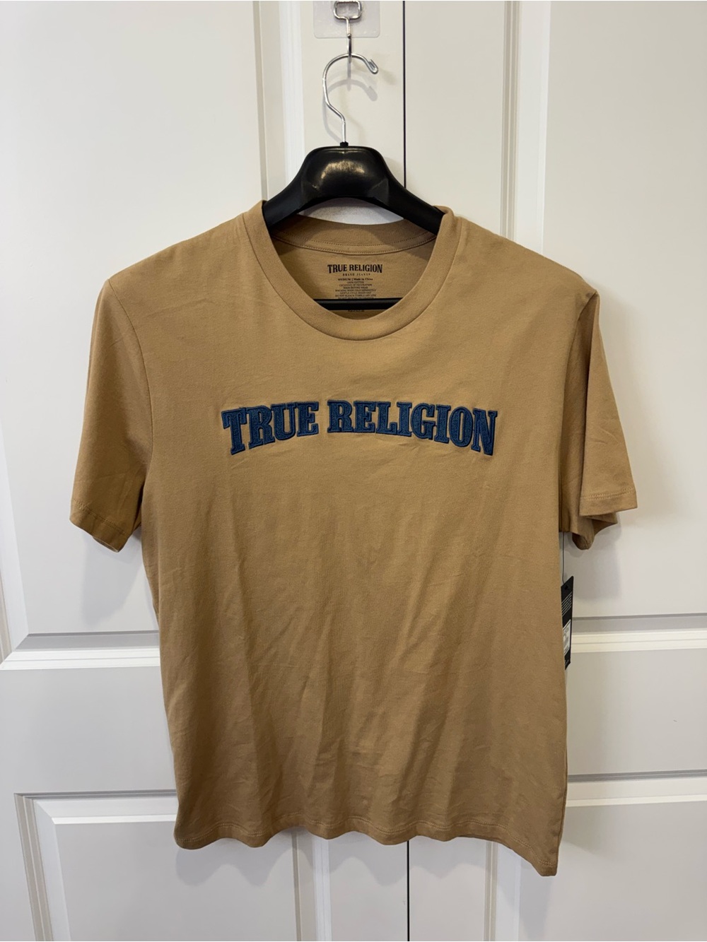 True Religion Men's Tan and Khaki T-shirt size M
